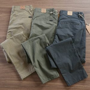 Straight casual pants men's 2026 new men's pants solid color slim working pants men's pants