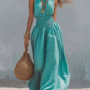 Summer fashion street style sleeveless necked lantern pants one-piece pants women