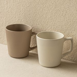 Simple wind vertical pattern ceramic water cup has high face value large capacity household use