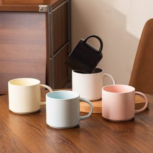 Sleek solid-color ceramic mug with matte finish large capacity ideal for home use drinking water