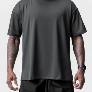 Men's summer casual t-shirt young adults large size round neckline quick-drying short sleeve, versatile sports base shirt