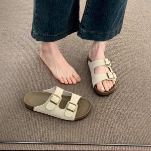 Slippers women's summer casual retro beach shoes French outdoor sandals