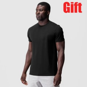 Self-improvement fitness short-sleeved men's cool cotton-polyester stretch moisture-wicking round-neck T-shirt