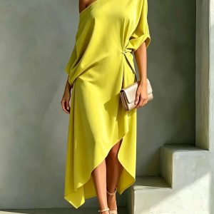 New elegant and minimalist cotton and linen women's sleeveless dress