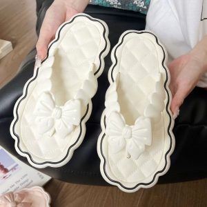 Belted V-Neck Sandals for Women - Summer Outdoor Wear - Beach Soft-Tread Anti-Slip Sandals with Sliding Soles - Flattering Beach Flip Flops